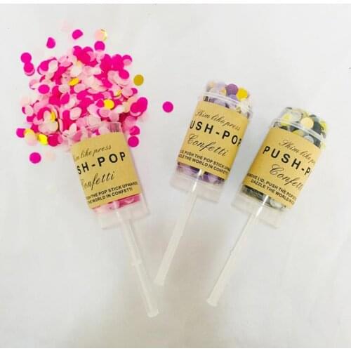 18 x 5cm Push Pop Party Confetti Poppers for Wedding Happy Birthday Flower Mini Round Confetti Party Decoration