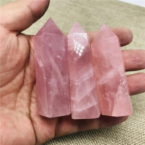 3pcs crystal towers 100% Natural Rock pink ROSE Quartz Crystal Point Healing