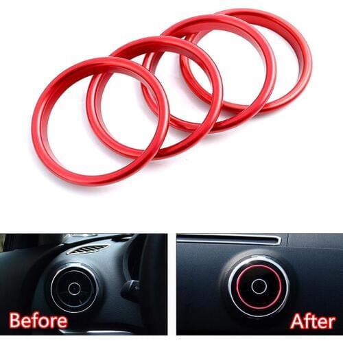 4Pcs/set Car Front Dashboard Air Conditioner Air Outlet Vent Trim Ring Cover Sticker For Audi A3 2013 2014 2015 2016