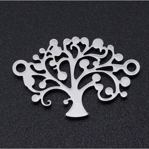 5pcs/lot 100% Stainless Steel Life Tree Connector Charms Wholesale Top Quality Never Tarnish