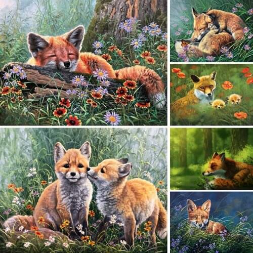 5D DIY Diamond Painting Animal Fox Cross Stitch Kit Full Drill Embroidery Mosaic Art Picture of Rhinestones Decor New Arrival