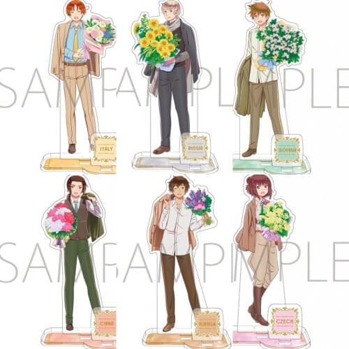 Anime Axis Powers Hetaria APH Yao Wang Feliciano Vargas Acrylic Figure Stand Display Model Plate Table Decor Take Flowers Series