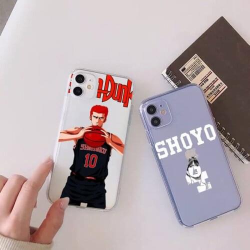 SLAM DUNK Phone Case For iphone 12 11 mini x xs xr pro max 8 7 6s 6 5 5s 5c se plus Transparent soft