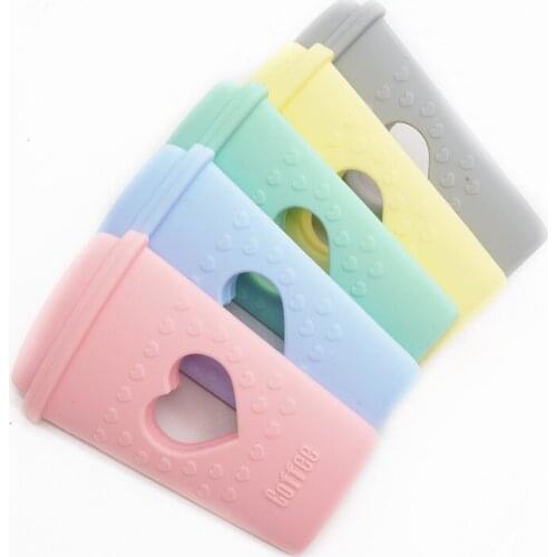 Chenkai 10PCS BPA Free DIY Cute Heart Silicone Coffee Cup Teether Baby Pacifier Dummy Sensory Pendant Toy Crafts Accessories