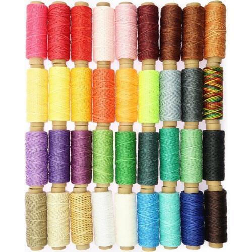 Black Brown Yellow 36 Colors 1mm Width 150D 50M, Leather Craft Sewing Waxed Thread, Shoe Flat Wax Wire String Hand Stitching