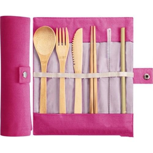 Travel Cutlery Set Bamboo Flatware Utensils Set Reusable Eco Portable Tableware Vintage Cutlery Tableware Fashion Dinnerware Set