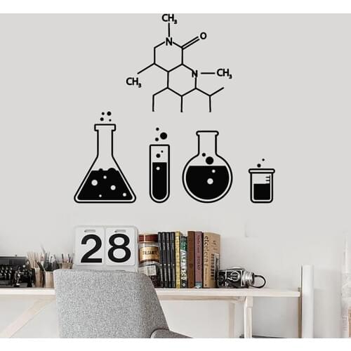 Chemical Formula Wall Decal Science Chemistry Glassware Test Tube Vinyl Stickers School Lab Classroom Interior Decor Mural E693