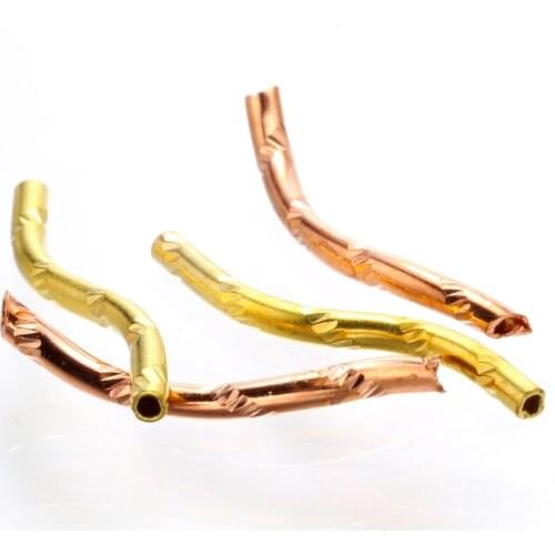 20 pcs carved curved tube s shape spacer bead connectors for bracelet earrings rose gold plated jewelry findings accessories