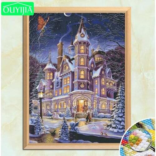 OUYIJIA 5D DIY Diamond Painting Classic "Castle in winter" Full Square Diamond Embroidery Rhinestones Mosaic Decoration Picture