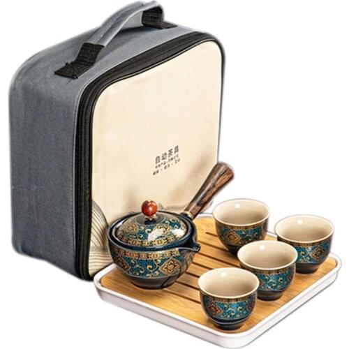 Ceramic Teapot 1 Pot 4 Cup Outdoor Travel Kung Fu Teapot Tote Bag Travel Cup Set Tcup Gift Tea Set