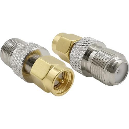 ALLISHOP 10Pcs SMA male to F female F Type Straight TV Jack F/F RF Coaxial Adapter F Type to SMA Connector for Wireless Antenna