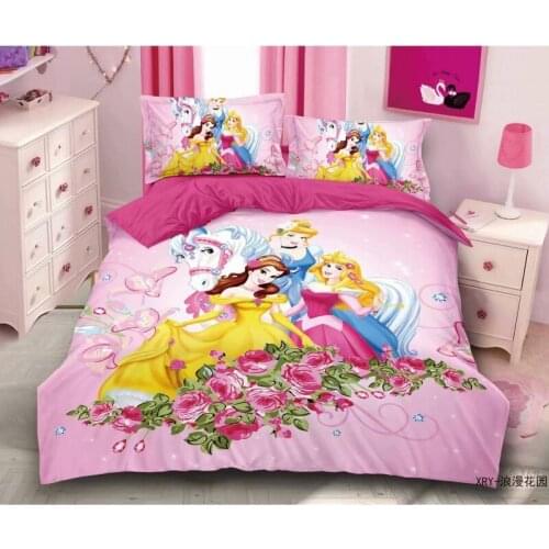 Disney Cinderella Princess Bella Rapunzel Printed Bedding Set Down Quilt Cover Pillowcase Girl Bedroom Decoration Home Spin
