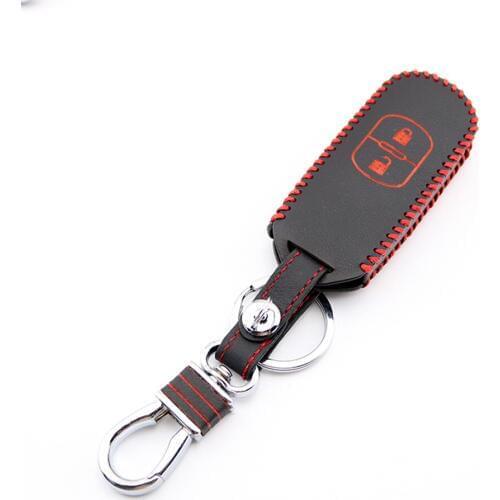 2 Buttons Leather Key Case Bag Fob Fit For Mazda 2 ( DJ ) 2015-2018 CX-3 CX-4 CX-5 2013-2018 Accessories Box Holder