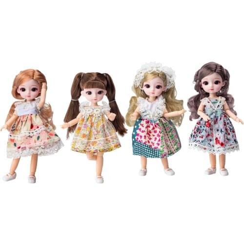 Lovely 20cm BJD Doll Full Set Wig Hair Makeup Fashion Princess Doll Ball Joint Play Doll Dress Up Toys for Girls Birthday Gift