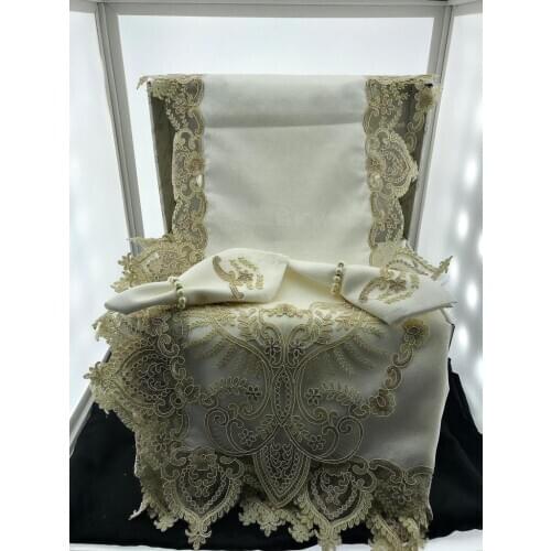 Leke Tutmaz Lüx Masa Örtüsü Takımı Yemek Seti 12 Kişilik