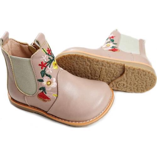 Fashion Girls Boots Genuine Leather Embroidered Children Martin Boots Party Princess Shoes Kids Rain Boots