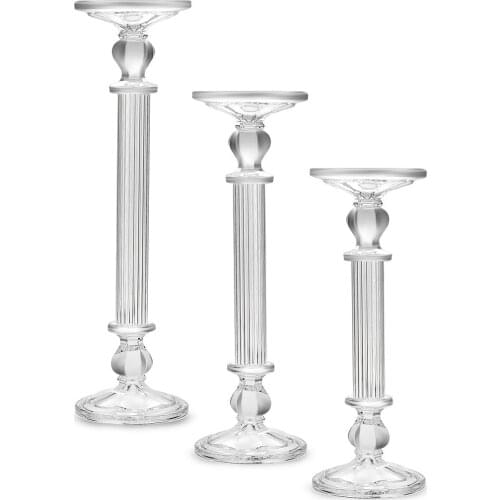 3 Piece Glass Candle Holder Set Classical Roman Design Home Kitchen Decoration Accessories
