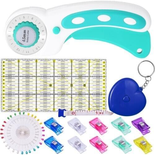 KAOBUY Rotary Cutter Set With Quilting Acrylic Ruler Positioning Needles Clip Accessories Professional leather Cutting Tool Set