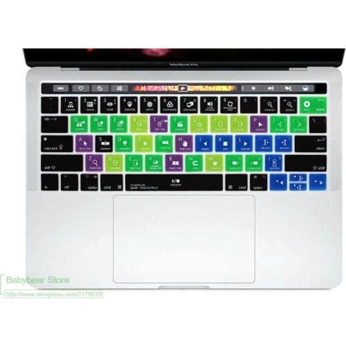 Keyboard Cover Keypad Skin Silicone Final Cut Pro X Hot Key Shortcut For Macbook Pro 13" 15" Newest 2017/2016 With Touch Bar