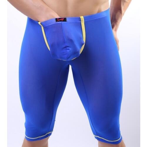 NEW 2020 Outdoor sexy low waist U convex transparent male ice summer skinny tight legging high elastic Nylon men shorts
