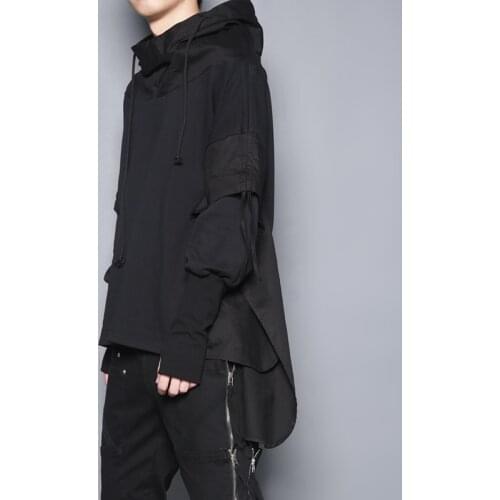 New mens clothing Deconstruction and splicing of personality Street hip-hop niche design hooded loose Hoodies