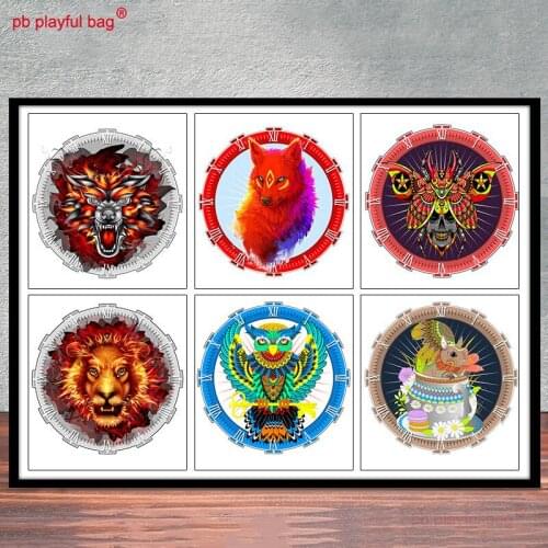 PB Playful Bag Childrens irregular decompression special-shaped wooden animals puzzle Elephant lion novelty DIY gifts UG115