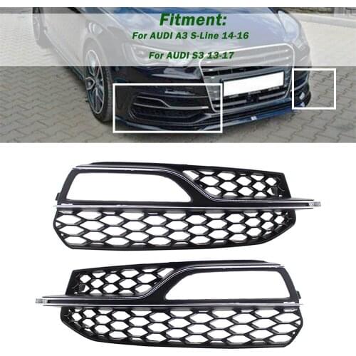 Front Bumper Grill Car Styling Fog Light Cover Grille Mesh Grill Honeycomb For Audi A3 S-Line 2014-2016/A3 S3 2013-2017
