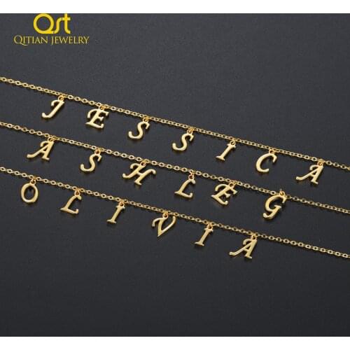 Personalized Initial A-Z Letter Name Necklace For Women Custom Stainless Steel Alphabet Pendant Choker Best Friend Jewelry Gifts