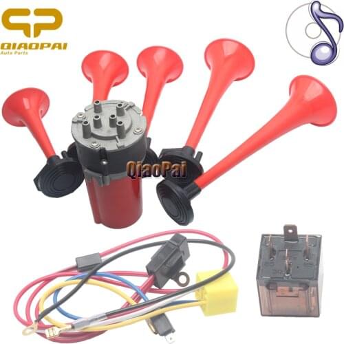 Refit 12V Train Trumpet Compressor Car Music Horn Red Loud Sound Vehicle Air Horn Whistle for Toyota Corolla Camry Vios Rezi