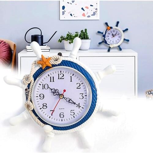 Mediterranean Style Wall Clock Handmade Wooden Crafts Ornaments Home Decor for Living Room Outdoor Garden Dropship