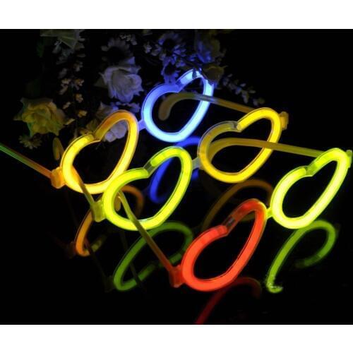 50pcs/lot DIY Valentines Day Party Glow Toys Assembed Glow Stick Accessories Heart Glasses Sticks Party Toy