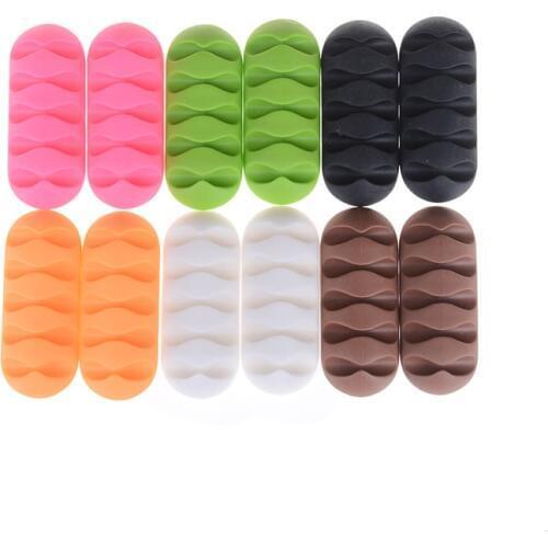 2pcs Cable Clip Earphone Cable Organizer Desk Set Wire Storage Charger Cable Holder Winder Wrap Cord Cable Desk Accessories