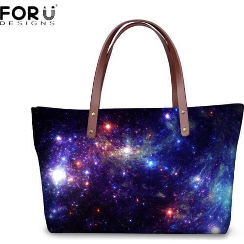 FORUDESIGNS Galaxy Star Print Tote Bags for Women Lage Capacity Women Handbag Female Shoulder Bags Sac a Main Femme PU Purse