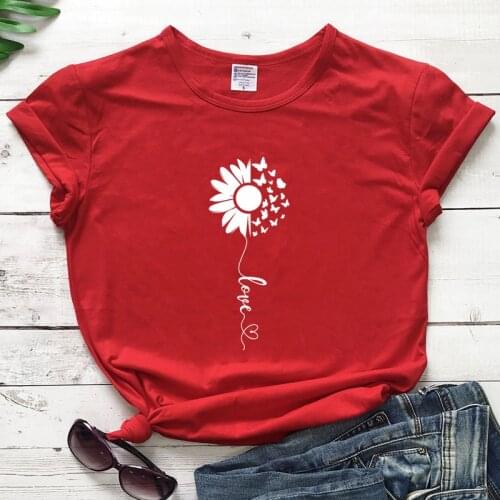 Cross Love Sunflower Butterflies T-shirt Aesthetic Women Christian Inspirational Tshirt Vintage Spread Love Graphic Tee Top