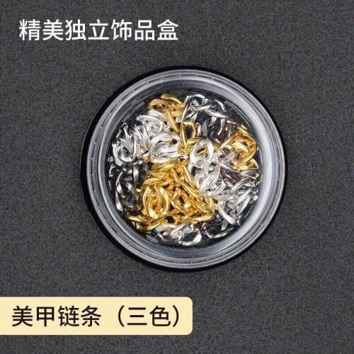 1Jar Cute Silver/Gold/Black 4MM Chain Mix in Black Jar Metal 3D Metal Deco BJ03