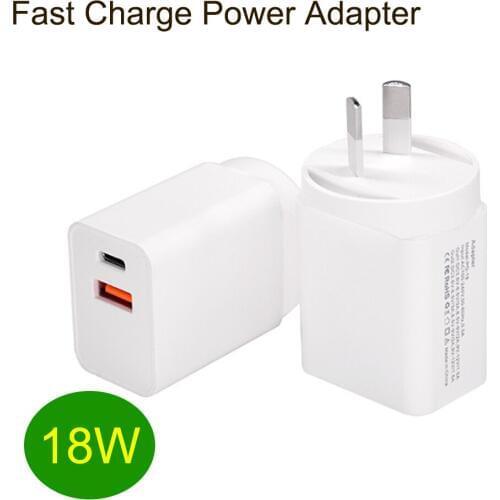 1Pcs Type C Power Adapter USB3.0 Adapter Fast Charger Multi Voltage QC 3.0 Quick Charging PD Tablet Wall Mount Charger 18W