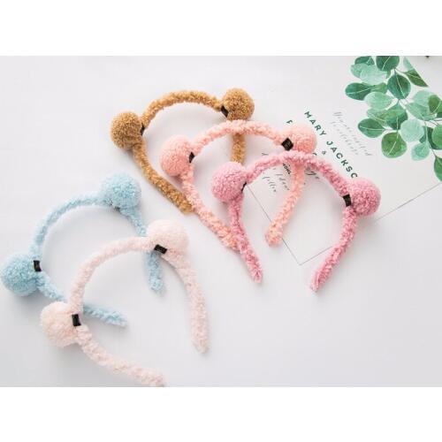 10pcs Fashion Cute Pom Pom Hairbands Solid Animal Ears Hair Sticks Headbands Princess Headwear Girls Hair Accessories