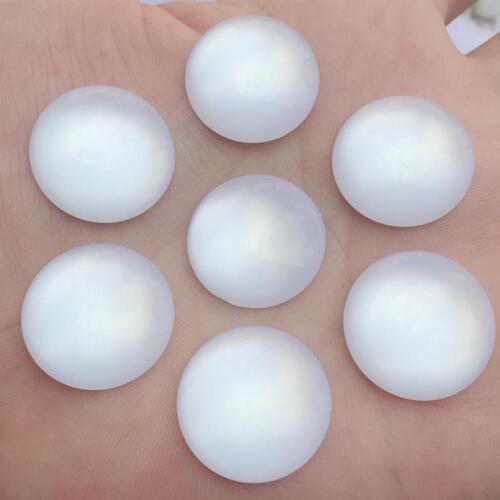 15pcs Natural Stone,Opal White Cat Eye Round Loose Beads 20mm Crystal Resin Stick On Rhinestones -S110