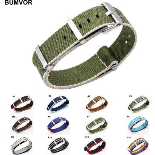 20mm 22mm Nato Army Sports Band Nylon Fiber Belt Accessories Bracelet Buckle Bands James Bond Green 22Mm Watchbands
