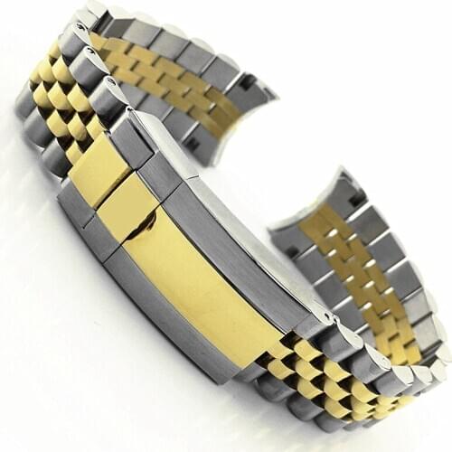 20mm Solid Curved End Five Pearl Folding Clasp Stainless Steel Wrist Band for Rolex Daytona oyster water ghost Watch bracelet