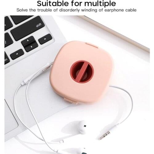 2021 Travel Light Weight Portable Data Cable Storage Box Multifunctional Rotatable Earphone Charging Cable Storage Box Dropship