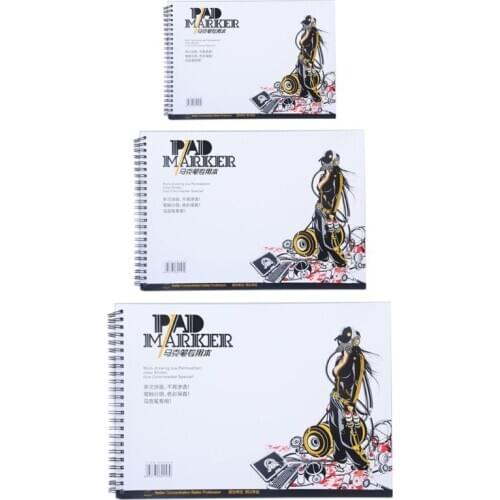34 Sheet A3/A4/A5 Professional Marker Paper Spiral Sketch Notepad Book Painting Drawing Supplies