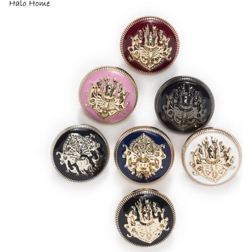 Halo Home 5pcs Lion Enamel Metal Buttons for Sewing Scrapbook Jacket Blazer Sweaters Gift Crafts Handwork Clothing 10-25mm