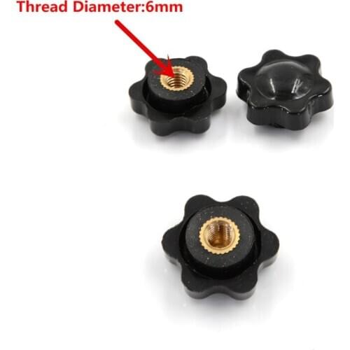 5pcs/Set M6 Male Thread Star Shaped Head Clamping Nuts Knob For Industry Equipment Plastic Carbon Steel Galvanization