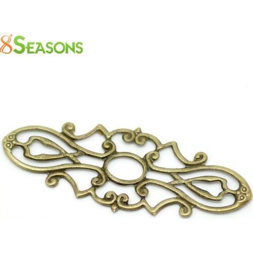 8SEASONS 200PCs Antique Bronze Filigree Wraps Connectors Embellishments Findings 3.8x1.5cm (B18677)