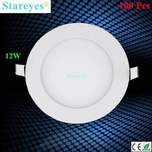 Free shipping 100 pcs Round LED Panel Lights 12W AC85-265V 170mm 980 lumen smd 2835 lamp bulb led ceiling light lighting