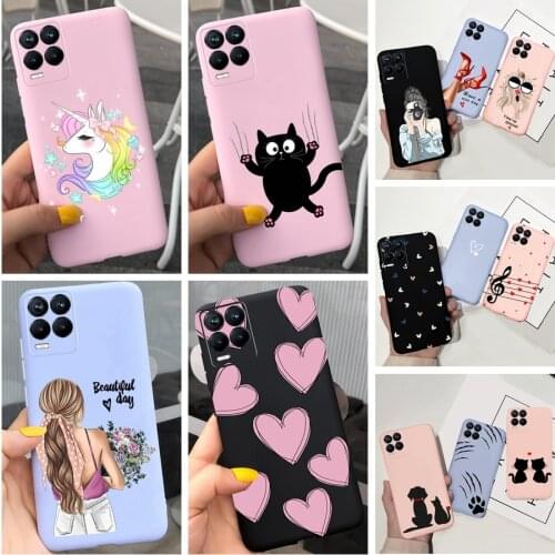 Couple Love Heart Cellphone Case For Realme 8 Pro Case Realme8 6.4" Luxury Liquid Silicone TPU Case RMX3081 Soft Cover Shell