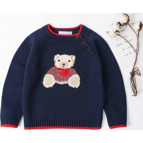 Childrens Sweater Cartoon Bear Girls And Boys Kint Sweaters Autumn Winter Baby Warm Wool Tops for Kids Clothes pullover Sweater