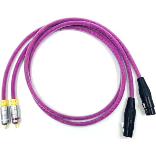 HIFI OCC Copper Silver Plated 2RCA to XLR Female Cable RCA plug to LR Female Audio Cable for Amplifier CD DVD player