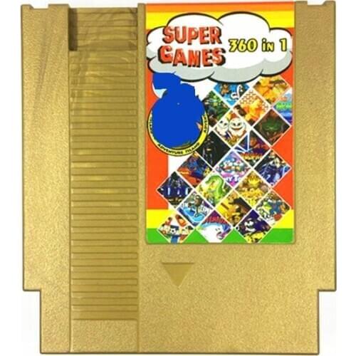 Super Games 360 in 1 Video Game Cartridge Card for NES 72 Pins 8 Bit Console English Language US/EU Universal Version